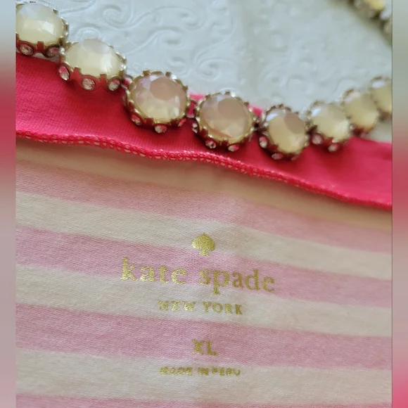 Kate Spade pink corral Stripe 3/4 Sleeve Boatneck Blouse Women’s Size XL - Picture 8 of 10
